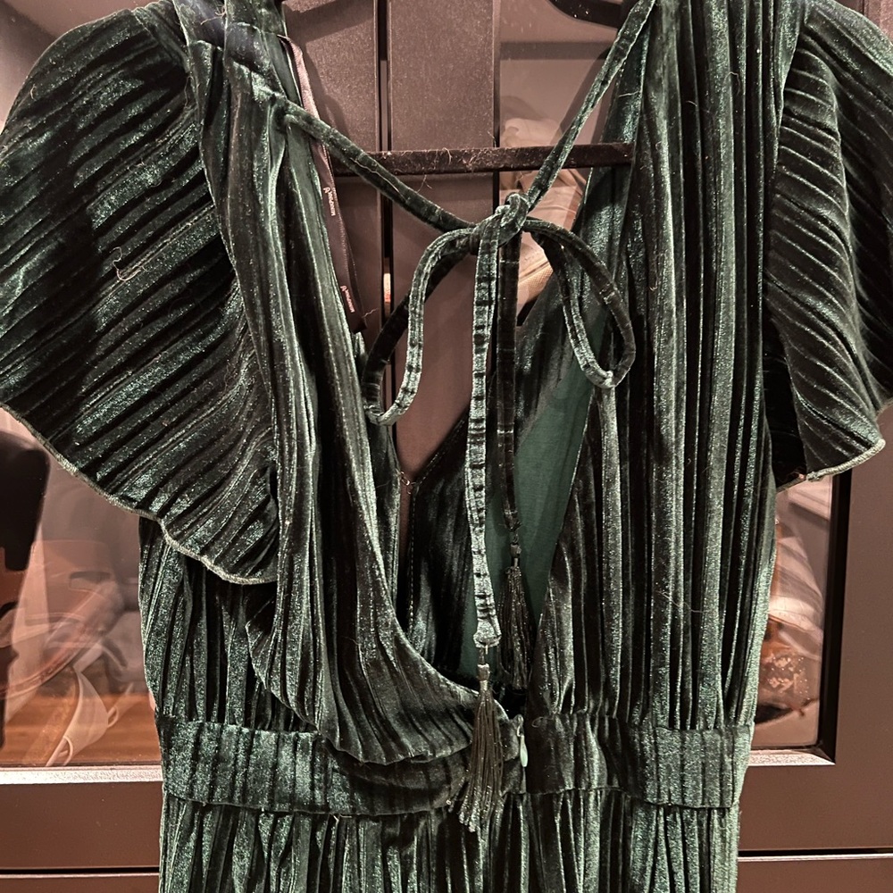 Green Velvet Mink Pink Free People Jumpsuit - Picture 3 of 5